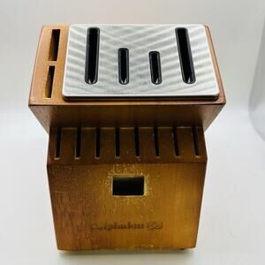 Calphalon 15 Slot Wood Knife Self Sharpening Storage Block only Pre-Owned.